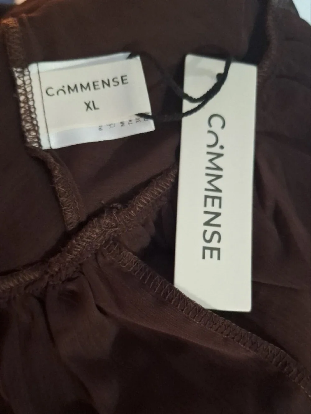 Commense Chocolate Brown Sheer Ruffle Mini Dress - Picture 4 of 5